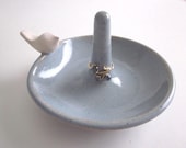 Bird ring holder, Blue Ring dish, Bird ring holder, Handmade Pottery,