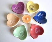 32 Wedding  favor -heart ring dish, bridal show favors, hand made pottery