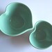 Mint green Nesting Heart Bowls, heart bowl, serving bowl, heart dish, Handmade stoneware pottery