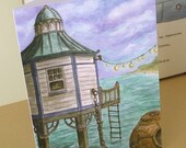 nautical notecard - Steampunk Diving Station Illustration