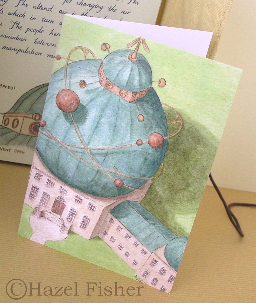 Illustration Note Card - Climatology Centre, Hexley - steampunk art print