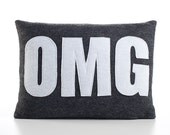 OMG - recycled felt applique pillow 10" x 14" - more colors available