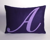 MONOGRAMMED Recycled Felt Applique Pillow ANY LETTER AND COLOR AVAILABLE 10 by 14 inches