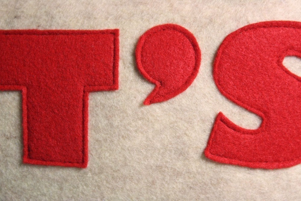 LET'S MAKE OUT - recycled felt applique pillow 16 in - more colors available