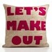 LET'S MAKE OUT - recycled felt applique pillow 16 in - more colors available