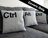 Ctrl - Alt - Del  Three Pillow Set- COVERS ONLY As seen on CBS "Two and a Half Men"