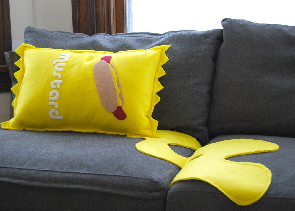 Mustard  Pillow and Spill-- Perfect for Boyfriends, Foodies and Kids