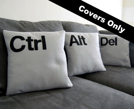 Ctrl - Alt - Del Three Pillow Set- COVERS ONLY As seen on CBS "Two and a Half Men"