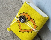Mini Book - yellow heart with flames - a tiny journal or diary