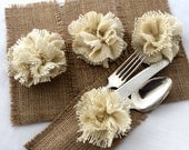 Burlap Silverware Holders Set of 4