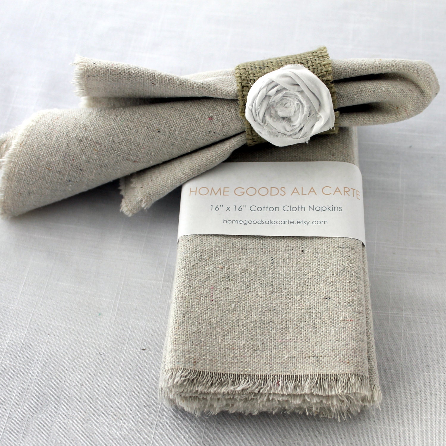 8 Cloth Napkins Unbleached Cotton Set of 8