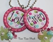 NEW -  Colorful Polka PERSONALIZED  NAME Bottlecap Pendant Necklace