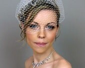Wedge Birdcage Veil (Free U.S. Shipping) - wedding, french veil, russian veil, ivory, white