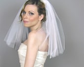Wedding Accessory Bridal Veil, Double Layered Shoulder Veil - wedding, clean cut edge veil, blusher, white, ivory