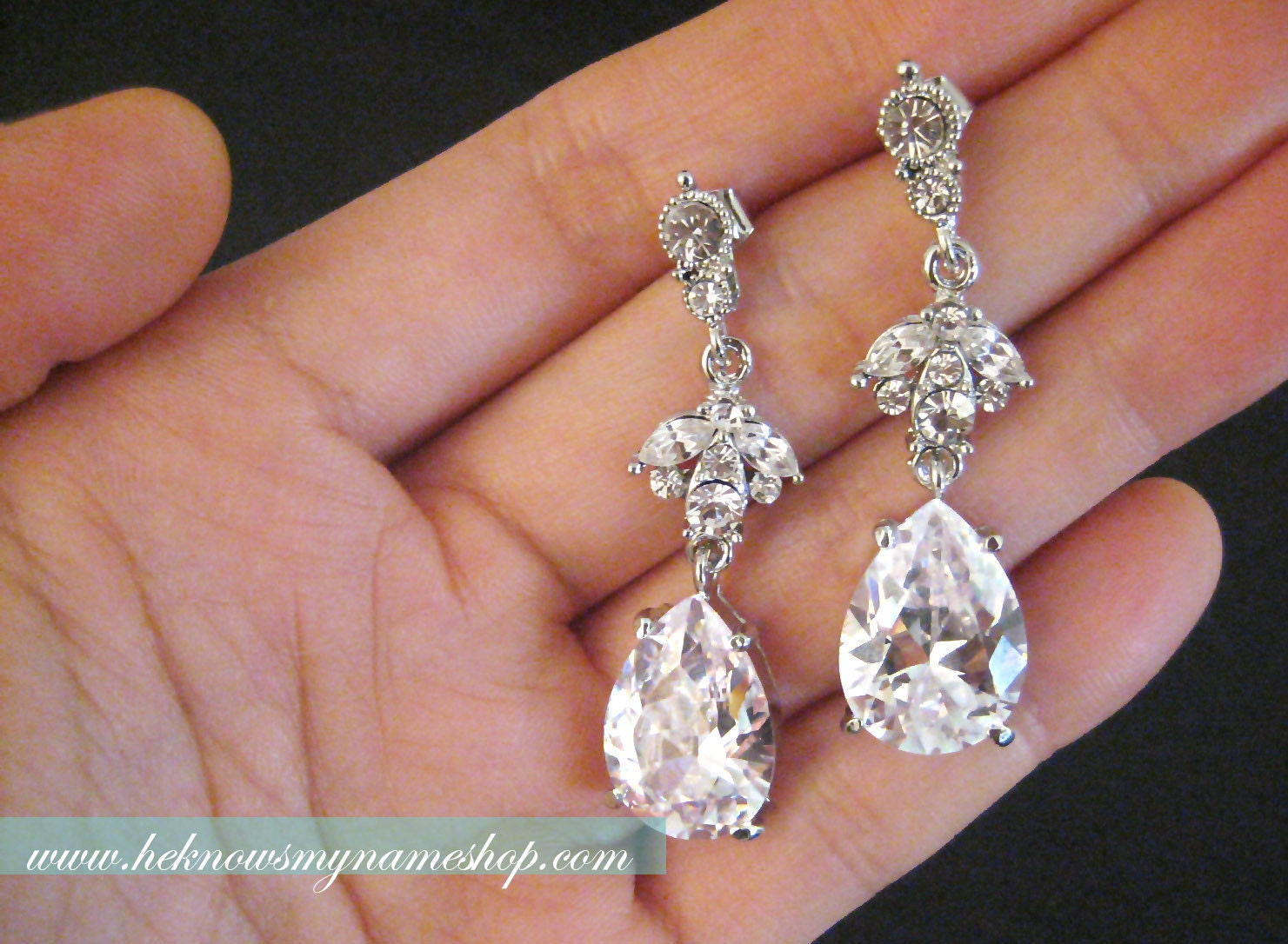 Weddings Bridal Accessories Jewelry Chandelier Earrings (Free U.S. Shipping)  - art deco, art nouveau, rhinestone, crystal