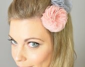 Tulle Flower Hair Clips (set of 2) - bridal, sweet sixteen, bridesmaids, pearl, pink, blush, peach, something blue, grey, silver, fuschia