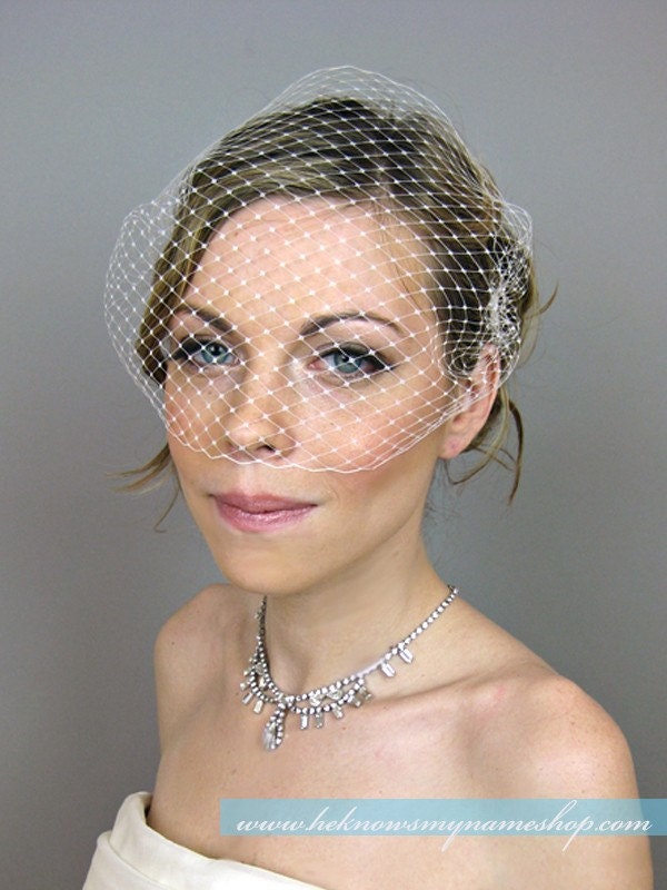 Wedding Bridal Birdcage Veil (Free U.S. Shipping) - blusher veil, french veil, russian veil, ivory, white, black, red
