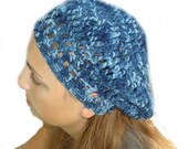Summer Sale 20 % off w/ code "Summer" Clearing Out Sale Crocheted Multi-Blue Slouchy Hat by The World Famous