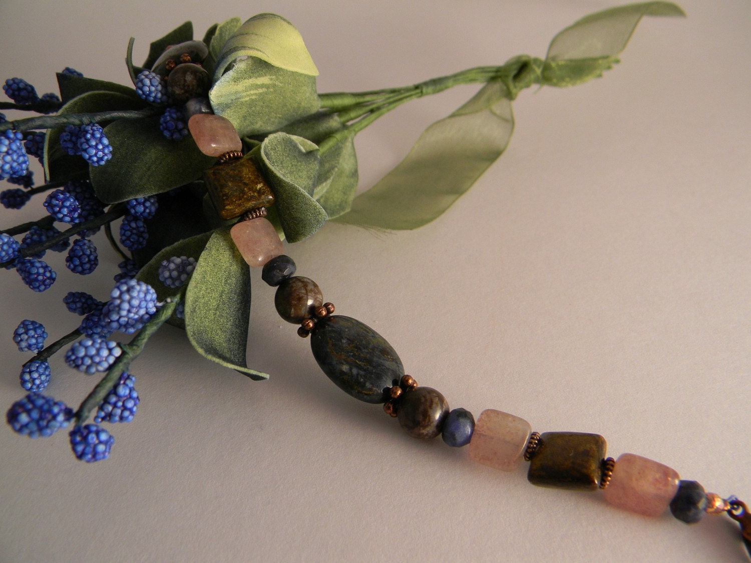 handmade gemstone pietersite, bronzite, muscovite, sodalite bracelet
