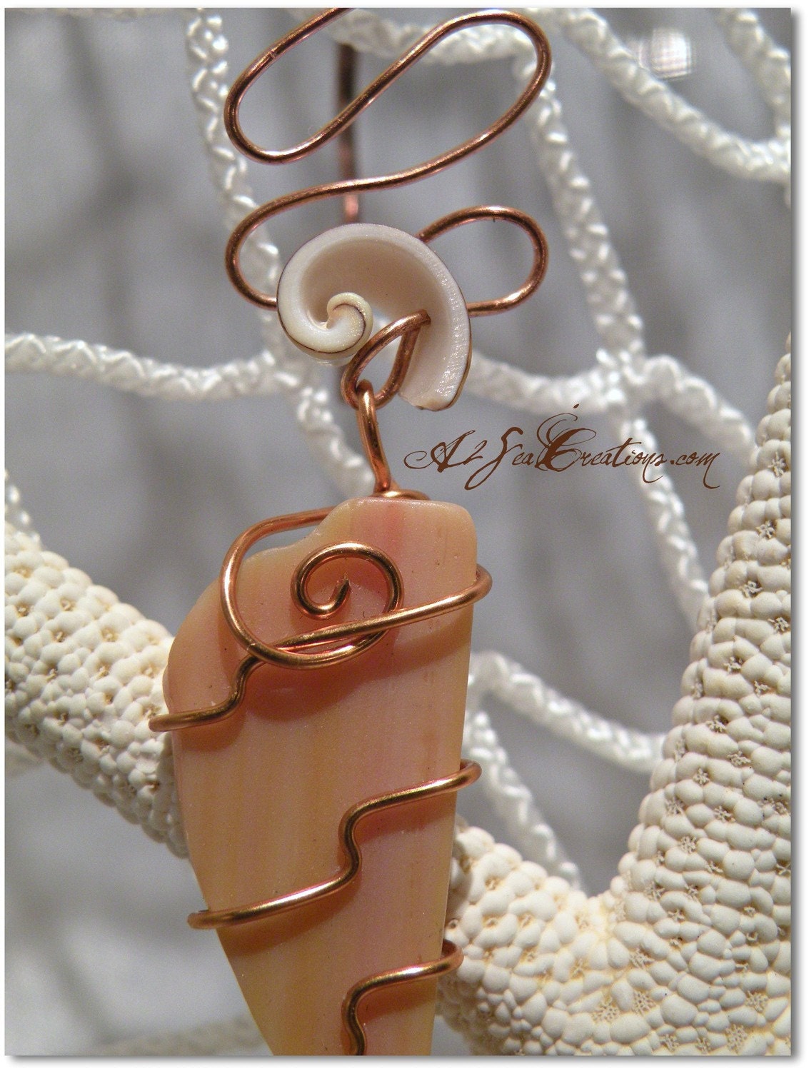 Sea Glass Bookmark - Copper Wire Wrapped  with Feather - For Men or Women