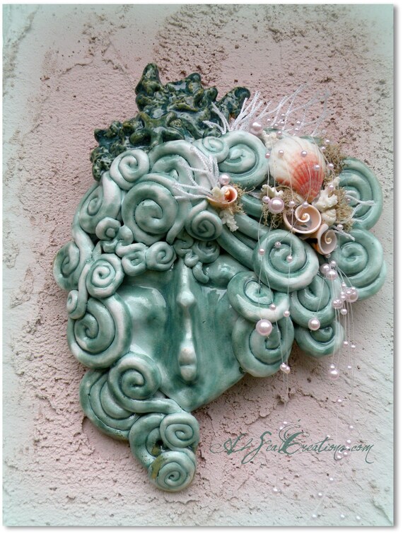 Oceanna - Mermaid Sea Queen - Handbuilt Clay Face