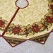 Poinsettia Christmas Tree Skirt Quilt in Soft Gold, Burgundy and Green