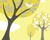 Gray and Yellow Landscape Art Print