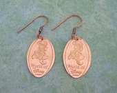 Disney World Jasmine Aladdin pressed penny pure copper earrings