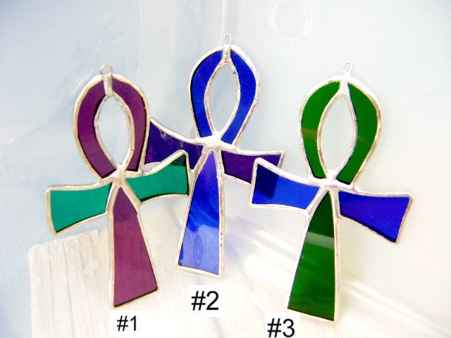 Ankh Stained Glass Egyptian Ornament Pagan Valentines Wicca Solstice Equinox Spring Ostara Mothers Day Easter Gift Original Design