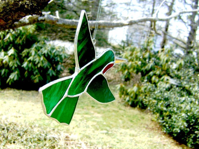 Hummingbird Stained Glass Suncatcher Bird Ruby Easter Mothers Day Valentines Christmas Wedding Birthday Spring Decoration
