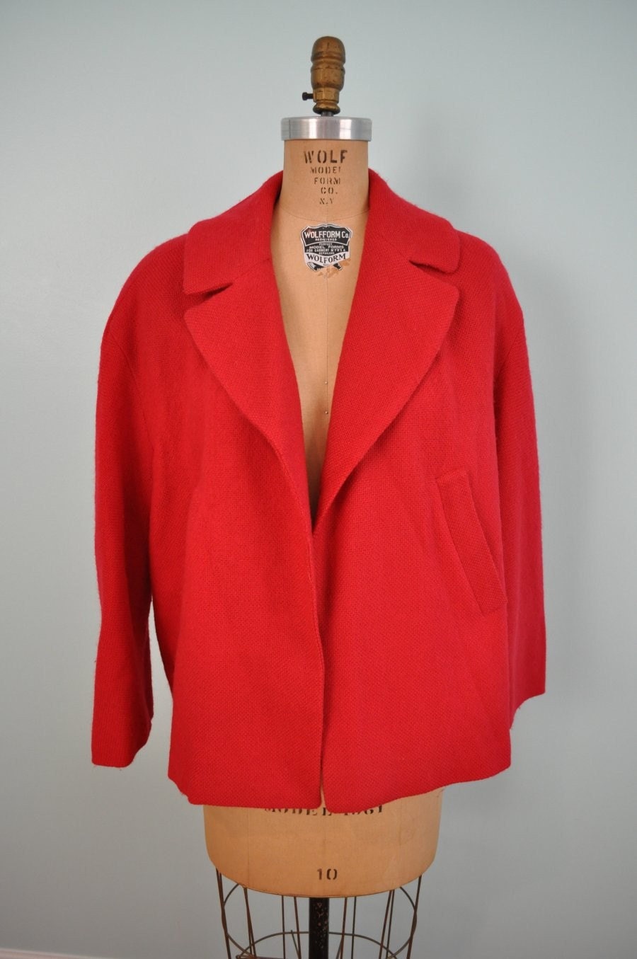 vintage swing jacket 60s short red XL