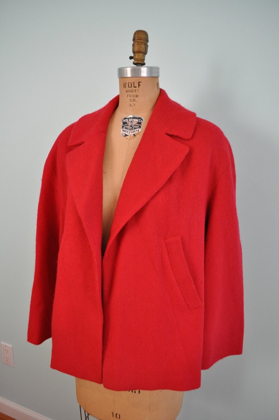 vintage swing jacket 60s short red XL