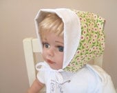 SALE Baby sunhat - Green small flowers bonnet - sz newborn (39cm)