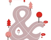 Ampersand Love Anniversary Valentine - All roads lead to you Print 8 x 11.5