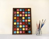 Little garden - Original Painting - wood coin tray vintage circles geometry color