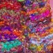 MULTI-COLORED HANDKNIT SARI SILK SCARF - FRINGED AND BEADED
