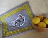 Cross Stitch Chicken Mini Quilt Table Mat