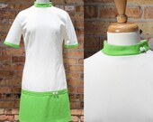 Vintage Green White Mod Dress