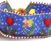 April Showers Bring May Flowers Hand Beaded  Bracelet