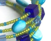 Memory Wire Bracelet in the Colors of the Caribbean Sea