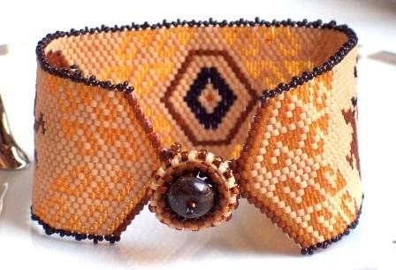 Bracelet Peyote, Plus Size Bracelet,  Handbeaded Kokopelli