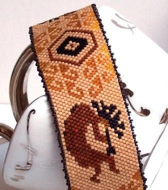 Bracelet Peyote, Plus Size Bracelet,  Handbeaded Kokopelli
