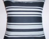 Throw Pillow Cover - 18x18" sewn with Waverly's Brazoban in Black Home Decor Fabric - Modern Stripe Throw Pillow Cover  in Black and White