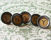 ENJOY in tan - Faux typewriter key thumbtacks
