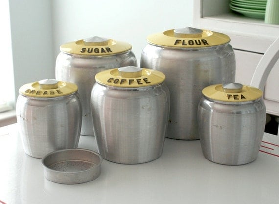 Set of Kromex Yellow Canisters