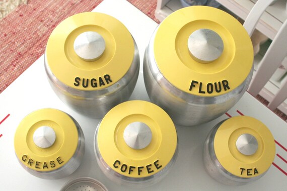 Set of Kromex Yellow Canisters