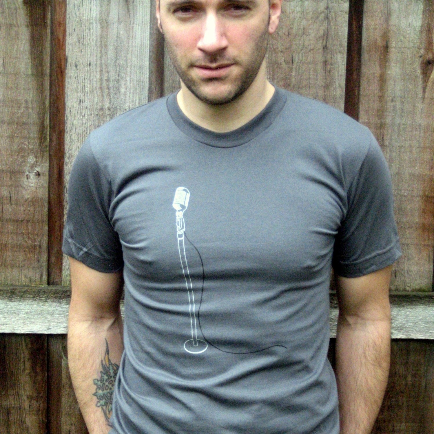 Clothing - Men's Music Tshirt - Graphic Tee - American Apparel Asphalt Grey S, M, L, XL Made in USA - Gift for Men