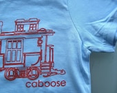 Train Tshirt - Kids Caboose Train Tshirt  2, 4, 6T. Super Cute Baby Blue with Red Caboose T-Shirt for Toddlers and Kids