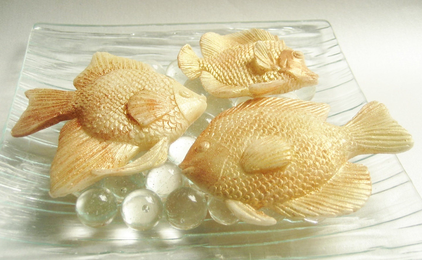 Decorative Tropical Fish Soap in Gold and Bronze - Set of Six Soap Fish