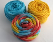 Small Yarn Ball Trio- Rainbow/Sunshine/Aqua 45 Yards